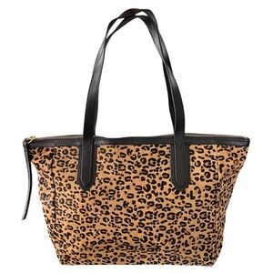 Fossil Sydney Calf Hair Leopard Shopper Tote Bag Handbag Animal Print